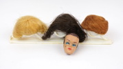 Barbiedockor, 3 st, och Midge-huvud för peruker, ett parti,, Mattel, 1960-tal.