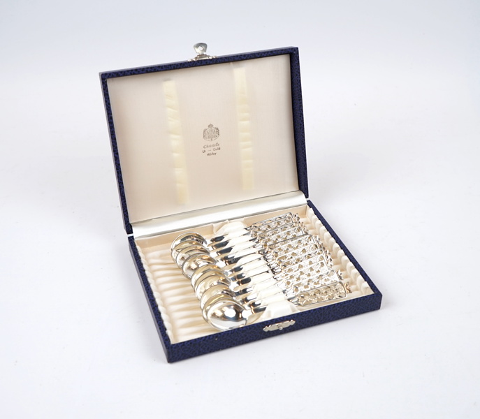 Kaffeskedar, 12 st, silver 830, ''Princess''.