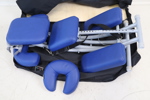 Massagestol, hopfällbar, metall/konstskinn, samt väska på hjul, Ecopostural.