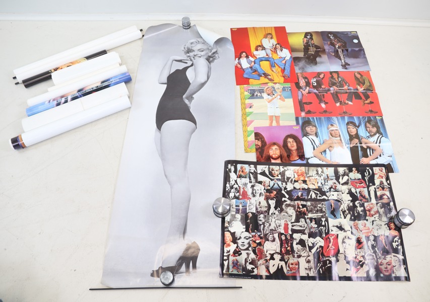 Posters, ett parti, blandat, mest Marilyn Monroe.