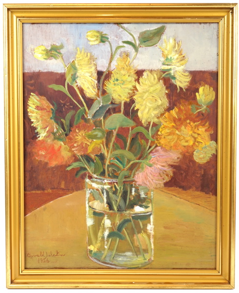 Oswald Schalin, olja på pannå, signerad, 1956.