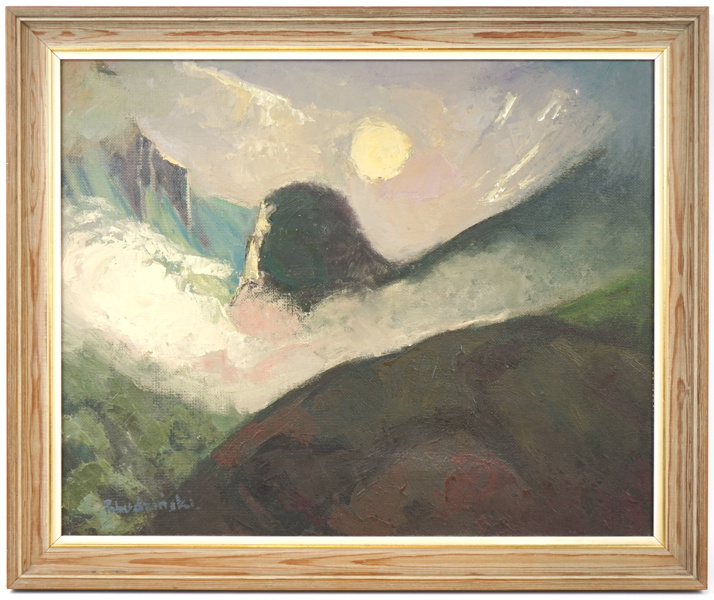 Witold Pabudzinski ,''Tatry-pejzaz'', olja på pannå, signerad.