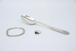 Sked, armband och ring, 3 delar, silver.