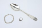 Sked, armband och ring, 3 delar, silver.