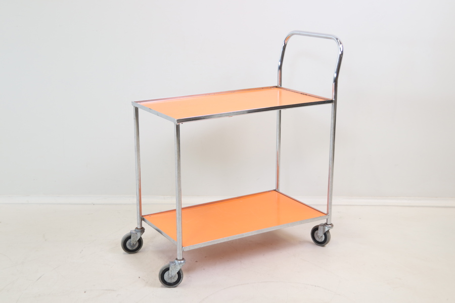 Serveringsvagn på hjul, "Helgevagn", metall/plywood.