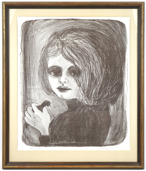 Natascha Mischéew-Kullberg, ''Fågelungarna'', litografi onumrerad, signerad, 1946.