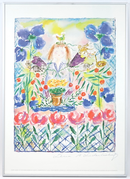 Lena A Linderholm, ''Poppy Angel in Rosegarden'', affisch, signerad.