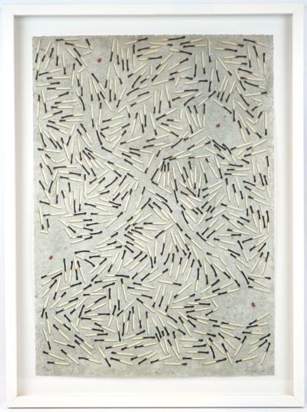 Bertil Warnolf, ''Komposition med tändstickor'', litografi nr 187/325, signerad, 1983.