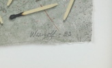 Bertil Warnolf, ''Komposition med tändstickor'', litografi nr 187/325, signerad, 1983.