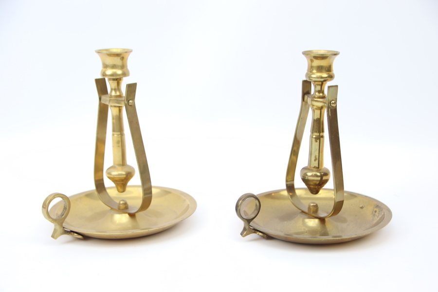 Skeppsljusstakar, ett par, mässing.