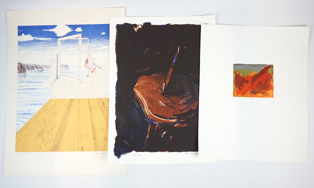 Sune Rudnert, Björn Krestesen och Lizzie Olsson-Arle, litografier, 3 st, oramade, signerade.