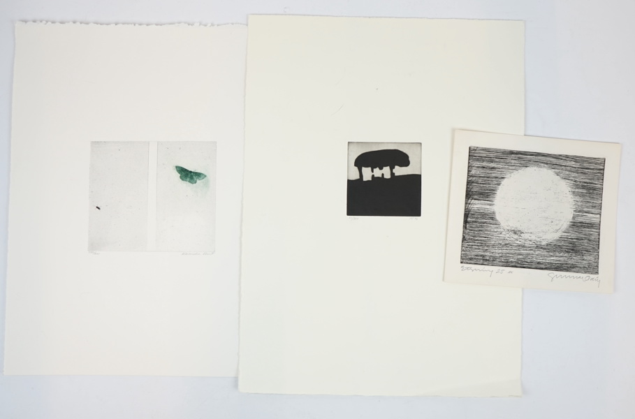 Alexandra Kern, Torsten Hylander och Gunnar Odin, etsningar och blästergravyr, 3 delar, oramade, signerade.