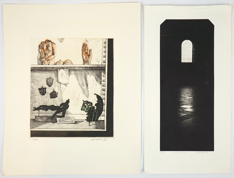 Jan Ewemo och Jukka Vänttinen, litografier 2 st, oramade, signerade.