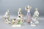 Figuriner, 6 st, porslin, mest Lladro.