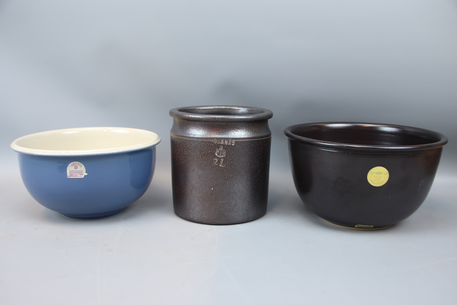 Skålar och krus, 3 delar, stengods, Höganäs och Klockaregården Keramik.