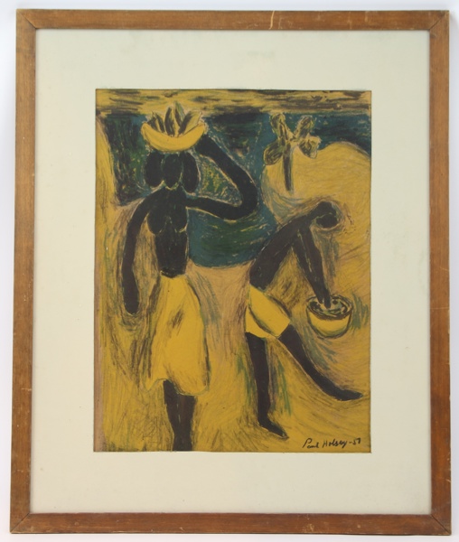 Paul Holsby, blandteknik på papper, signerad.