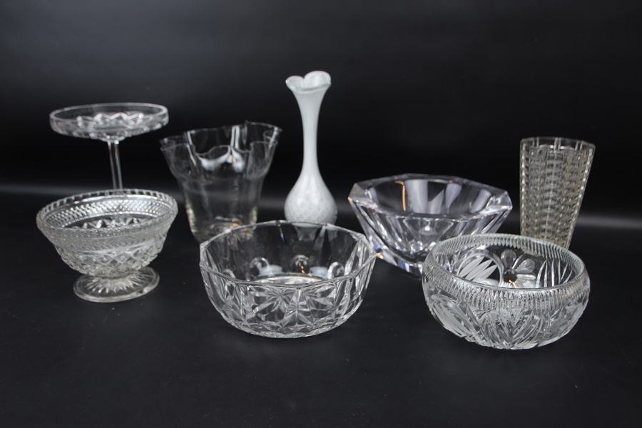 Skålar och vaser, 8 delar, glas, bl.a Orrefors.