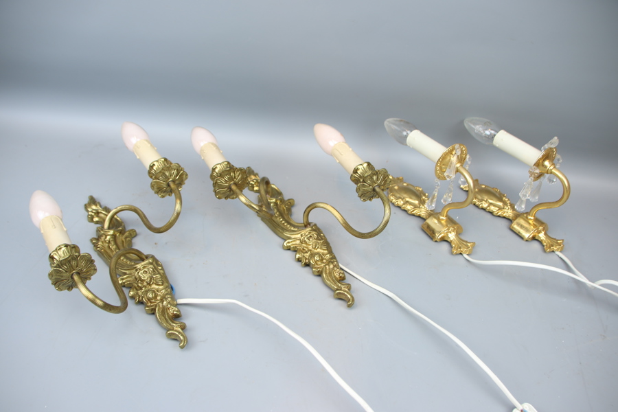 Vägglampetter, 2 par, metall.