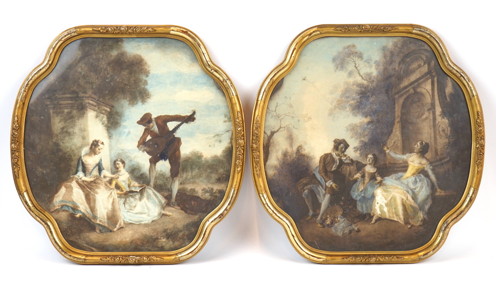 Tryck, 2 st, rokokostil, 1800/1900-talets första hälft.