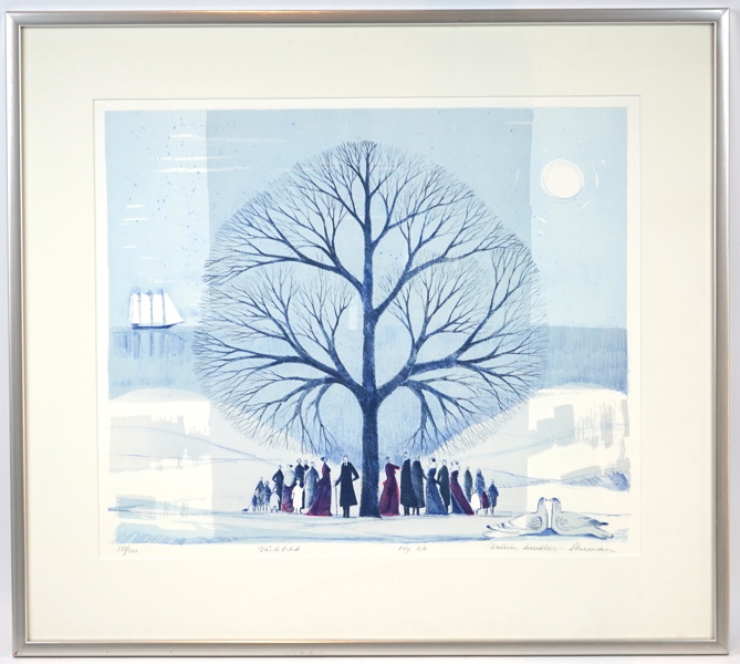 Kerstin Lundberg Stenman, ''Vårdträd'', litografi nr 178/200, signerad.