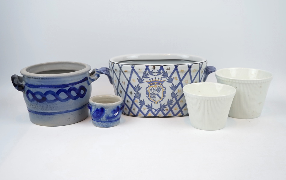 Krus/ytterfoder, 5 delar, keramik, bl.a ''Tiara'', Rörstrand.