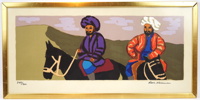 Lars Norrman, ''Två Ryttare, Pamir'', litografi nr 243/360, signerad.