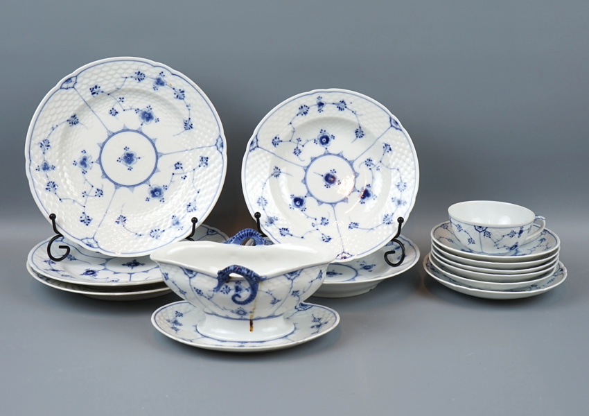 Musselmalet, servisdelar, 13 st, porslin, Bing & Gröndahl.