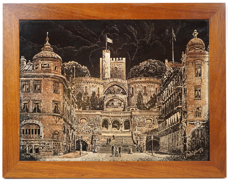 Jorma Räisänen, ''Kärnan och Terrassen'', silverpläterat stengods, numrerad 18/100, signerad, 1982, Gustavsberg.