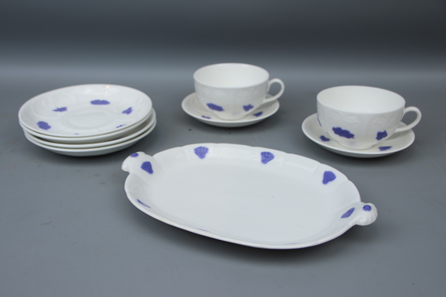 Servisdelar, 9 st, benporslin, "Blå Blom", Gustavsberg.