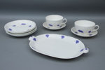 Servisdelar, 9 st, benporslin, "Blå Blom", Gustavsberg.