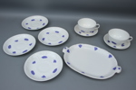 Servisdelar, 9 st, benporslin, "Blå Blom", Gustavsberg.