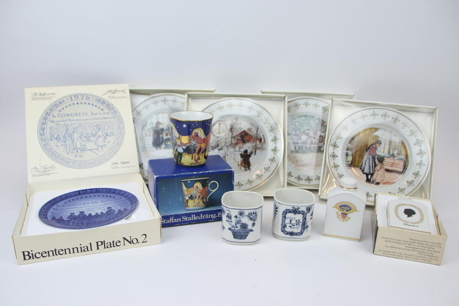 Jubileumsföremål, 10 st, porslin, Bing & Gröndahl, Royal Copenhagen, Rörstrand.