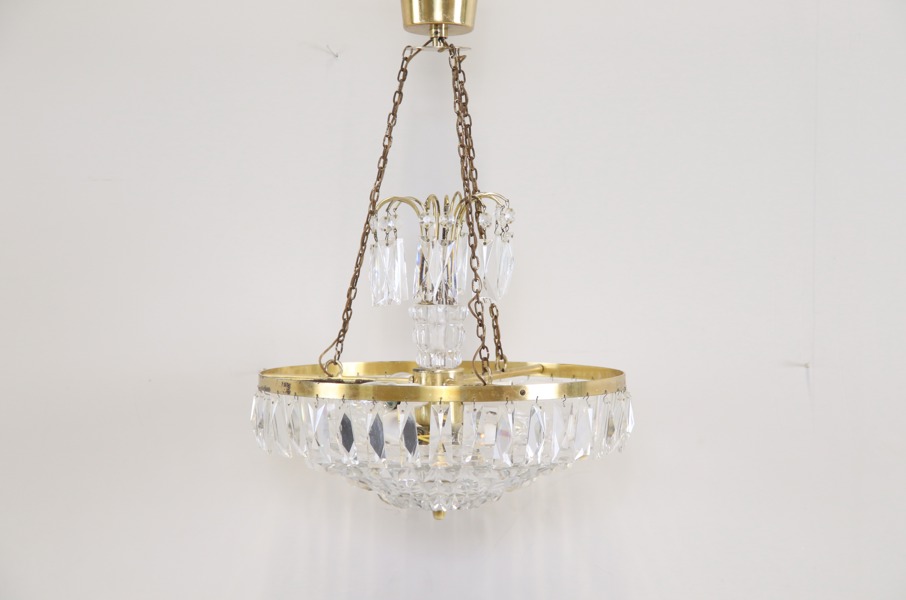 Takkrona, 6 ljuspunkter, glas/metall.