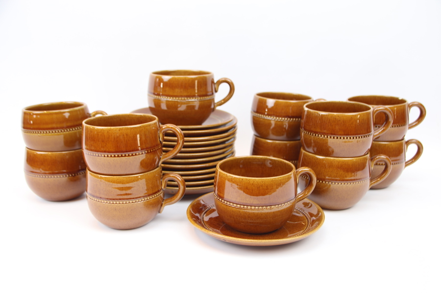 Teservis, 12 delar, stengods, Old Höganäs.