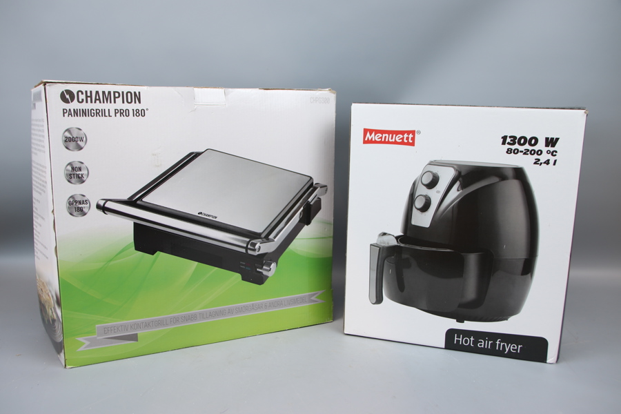 Paninigrill, Champion, och varmluftsfritös, Menuett.