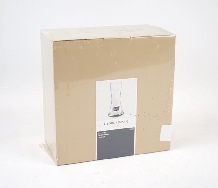 Holmbäck & Quaade, ljuslykta, glas/metall, ''Loop'', Georg Jensen, obegagnad.