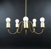 Taklampa, 5 st ljuspunkter, mässing.