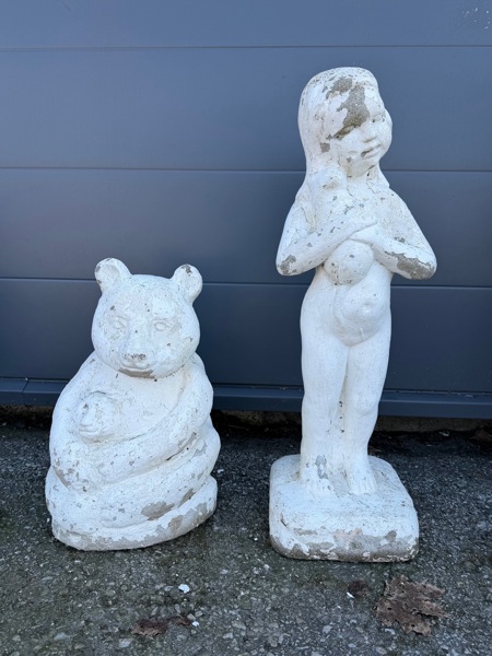 Trädgårdsskulpturer, 2 st, betong.