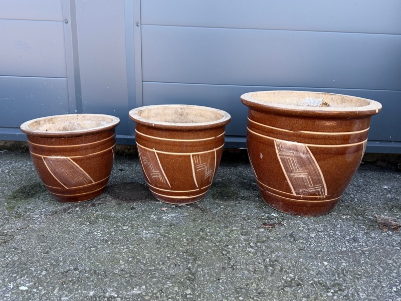 Trädgårdskrukor, 3 st, keramik.