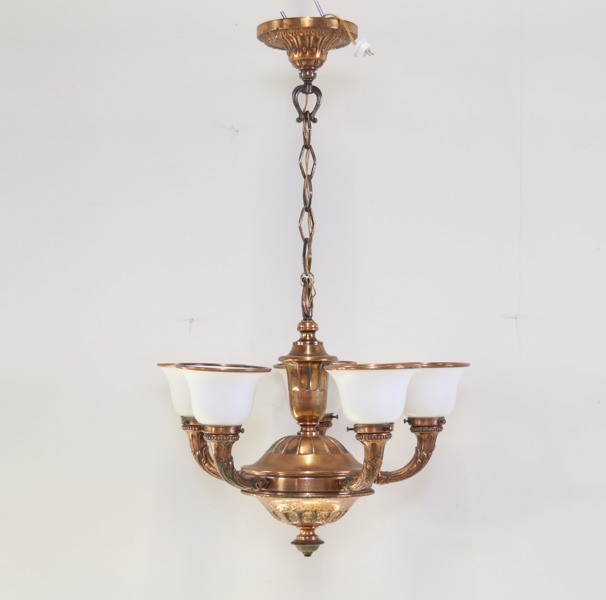 Takkrona, 5 ljuspunkter, metall/glas.