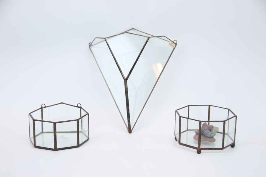 Lykthållare, 3 st, metall/glas, Smith´s Konsthantverk.