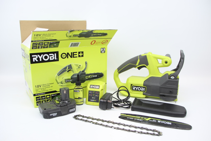 Motorsåg, Ryobi ONE+, 18V, batteridriven , med tillbehör.