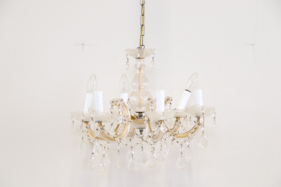 Takkrona, 6 ljuspunkter, glas/metall.