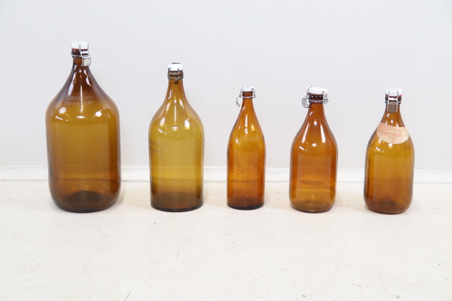Bryggeriflaskor, 5 st, glas.