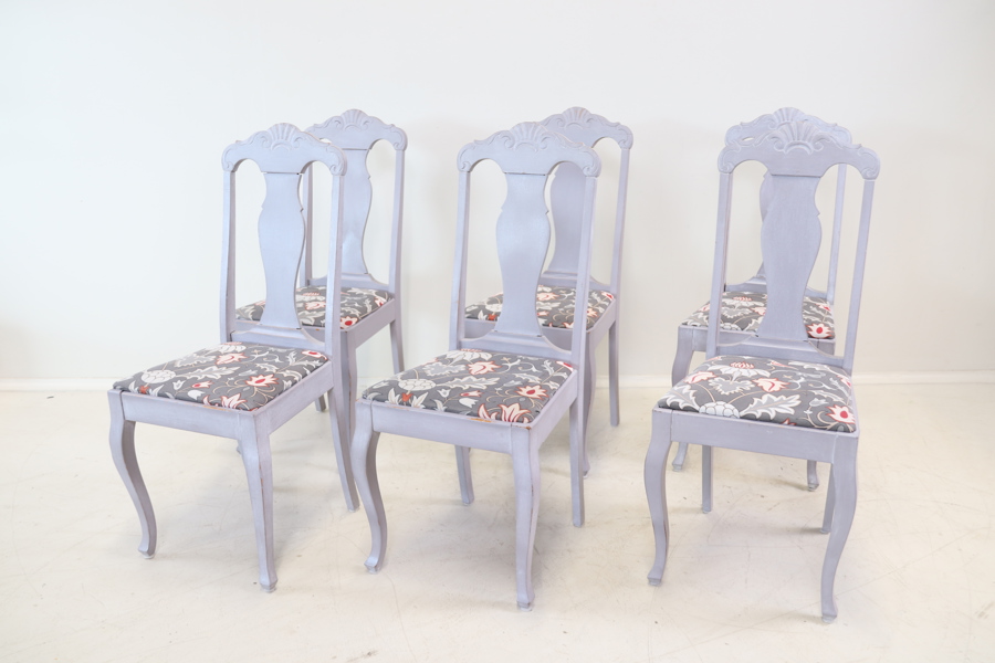 Stolar, 6 st, trä/textil.