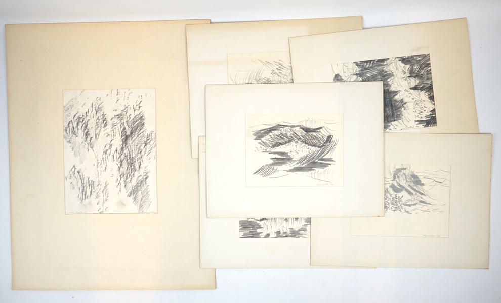 Ulla Viotti, blyertsteckningar, 6 st, signerade, 1972 och 1979.