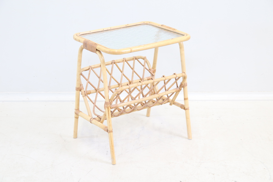 Tidningsställ, bambu/rotting/glas.