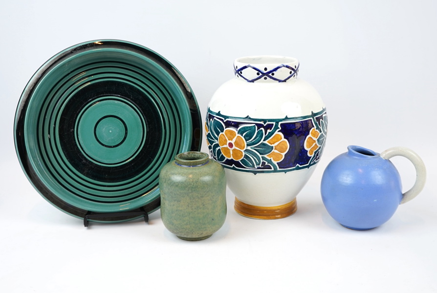 Alf Wallander, vas Rörstrand, m.m, 4 delar, keramik.