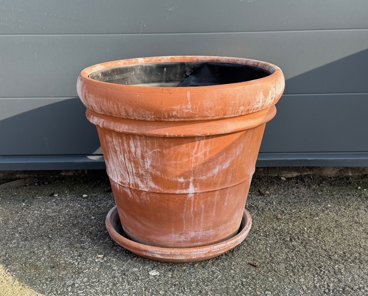 Kruka och krukfat, terrakotta, självvattnande.