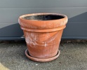 Kruka och krukfat, terrakotta, självvattnande.